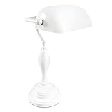 Relaxdays Bankerlampe Glas E27, Weiss