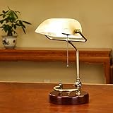 YH-Lighting Einfacher Artentwurf des amerikanischen Stils, Bankverwalterlampe, Glasschatten-Antikenmessing LED (Farbe : Weiß)