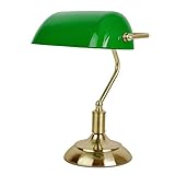 MiniSun – Traditionelle Bankerlampe mit einem Finish aus Antikmessing und einem grünen Lampenschirm – Tischlampe