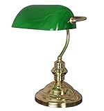 Bankerslamp/Schreibtischlampe/Banker-Lampe/Banker-Leuchte/Pultleuchte, echter Klassiker im Jugendstil mit grünem Glas